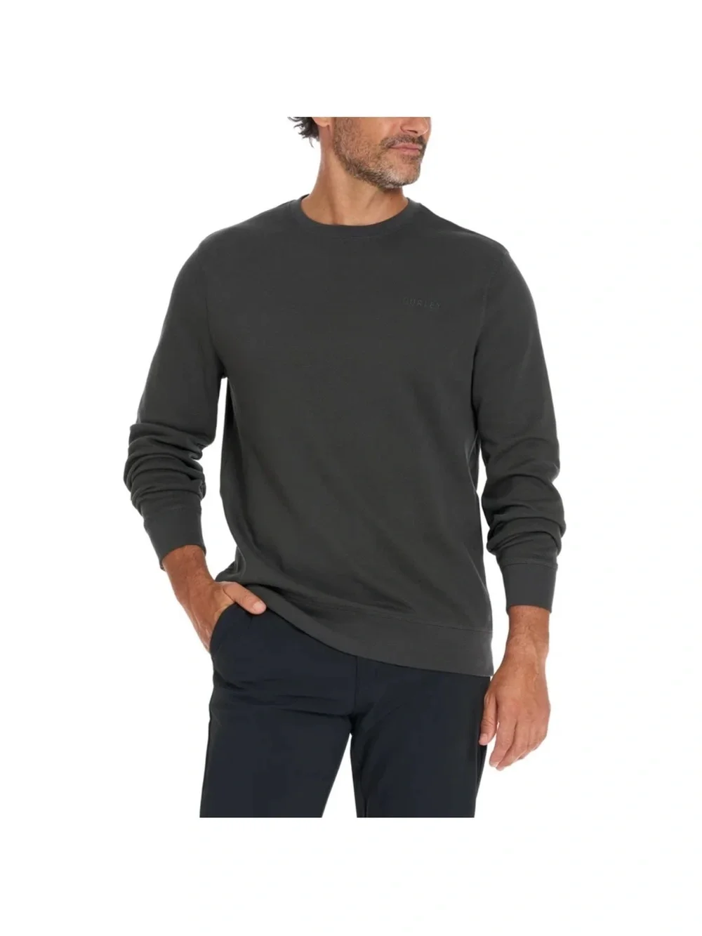 Bundle of 3 Hurley Men's Crewneck Sweaters — Olive, Charcoal & Blue